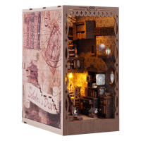 Kit De Miniatura De Librería DIY Nook Casa De Muñecas Insert Dollhouse Model Roombox Construcción Kit De Estante De Libros Madera Juguetes Bookend Para Regalos De Navidad - details 15