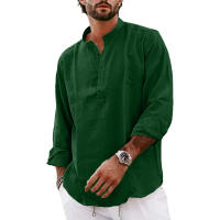 Camisas De Algodón Y Lino Para Hombre Estilo Streetwear Casuales Ligeros De Manga Larga Camisas Henley Hawaianas Transpirables Para La Playa - details 11