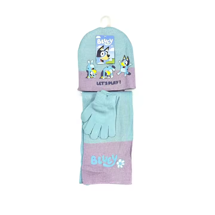 Bluey Set Infantil Gorra de Invierno + Bufanda + Guantes - Accesorios de Invierno para Niños - 1