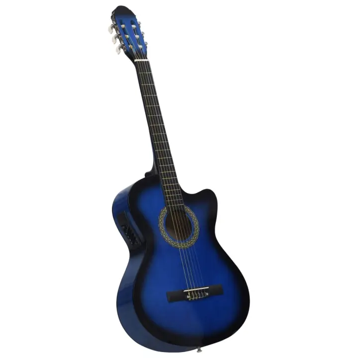 vidaXL Guitarra clásica occidental con ecualizador y 6 cuerdas azul - 1