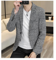 Chaqueta De Chequera Casual Para Hombre Estilo Coreano Slim Fit Traje Simple Elegante Abrigo Formal Con Cierre Único Material Poliéster Adecuado Para Todas Las Estaciones - details 11