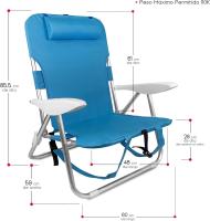 TIENDA EURASIA - Silla de Playa Plegable con Cojín, 4 Posiciones, Estructura de Aluminio Ligera y Resistente, Tela de Textileno, Multiposición, 62 x 48 x 85 cm, Sillas de Playa Plegables - details 1