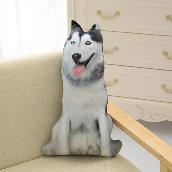 Cojín De Sofá En Forma De Luna De Peluche Realista De 50cm 3D Durable Para Niños Juguete Favorito Cojín Impreso De Perro Flexible Para El Hogar - 1
