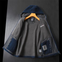Chaqueta De Piel De Oveja Gruesa Para Hombres Invierno 2024 Casual Cuello En V Cierre De Cremallera Manga Regular Con Capucha Diseño De Moda Adecuada Para Esquí Y Exterior - details 10