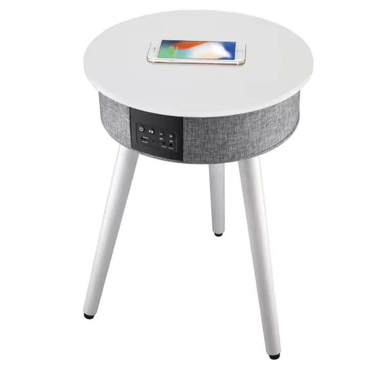 AIC Electronic Devices - Mesa Altavoz Bluetooth Portátil, con Base de Carga inalámbrica para móviles Qi y Puerto de Carga USB - 1