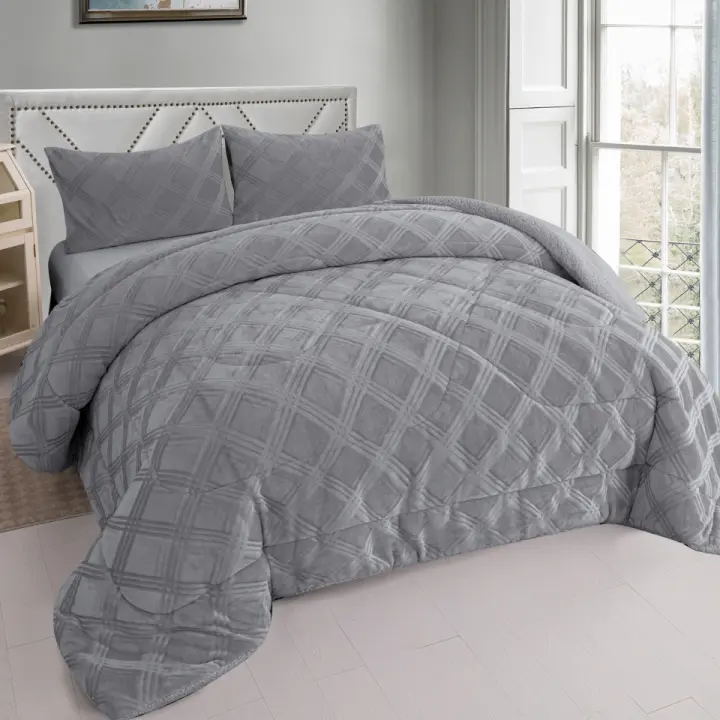 NQT Edredón Invierno Borreguillo Nórdico de Microfibra - 180x240cm con 1 Funda Almohada - 240x260cm con 2 fundas Almohadas- Edredón Extra Suave, Cálido, Gruesa - 1