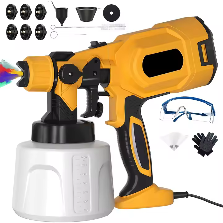 Pistola pulverizadora eléctrica de 1800W, 220V, pulverizador de pintura HVLP de alta potencia, cepillo de aire con revestimiento de acero para muebles de coche, boquilla de cobre de 0.8+1.0+1.5+1.8+2.0+2.5mm - 1