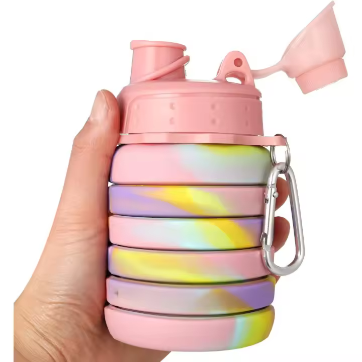 ZC Botella de Agua Plegable de Silicona para Niños 500ml Ideal para Escuela, Viajes, Deportes, Camping - 1