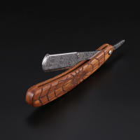 Afeitadora Manual De Madera Y Acero Inoxidable Trimmer Profesional Cuchillo Recto Con Mango De Carving Para Barbero Sin Hoja - details 0