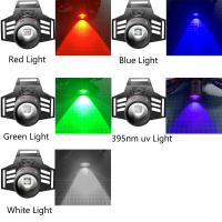 Linterna Frontal LED 3 Modos Zoomable Torcha Frontal 18650 Luz De Pesca Roja Azul Verde Morada 395nm UV Para Caza - details 1