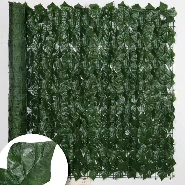 Pantalla de valla DE PRIVACIDAD DE Iva falsa 118x19,7 pulgadas Valla decorativa de Hojas Verdes para jardín decoración de Valla de Hierba Artificial - 1