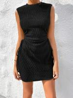 Vestido De Verano Para Mujer Con Nudo Lateral En Color Sólido Estilo Casual Adecuado Para El Trabajo Citas Festivales Regalos - details 4