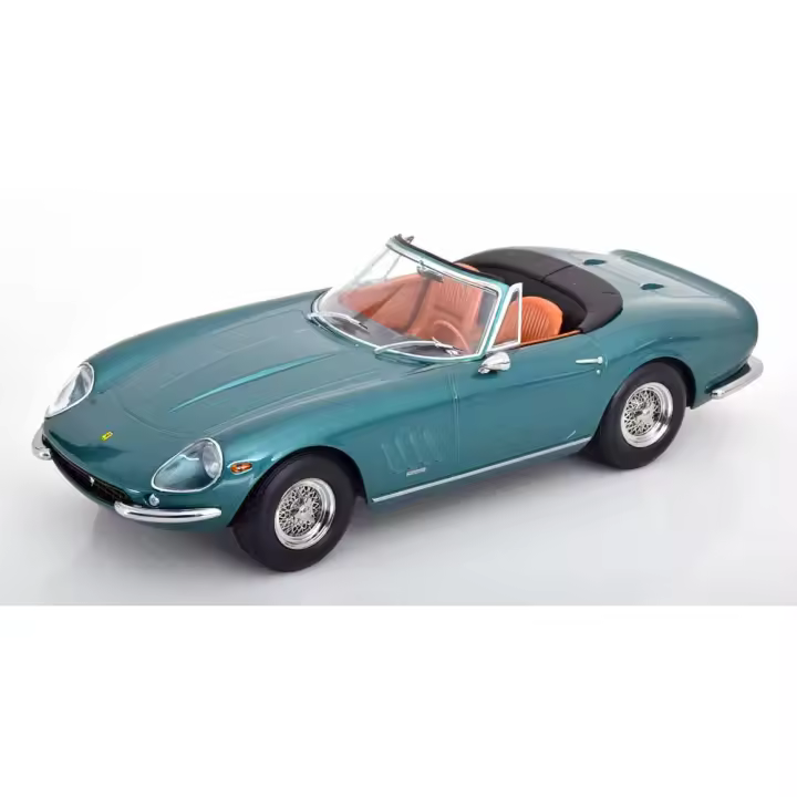 KK Escala 1/18 FERRARI 275 GTB4 NART SPYDER VERDE METALICO 1967 CON SUAVE-TOP-KKDC180237 DESMONTABLE - 1