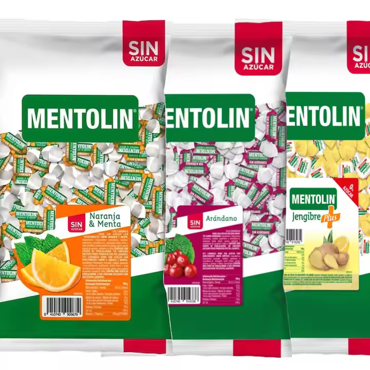 MENTOLIN PACK 3 Kg caramelos sin azúcar garganta Naranja & Arandano & Plus Jengibre - 1