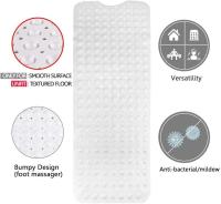 Alfombra de baño antideslizante, resistente al moho, extra larga, antibacteriano, BPA, ftalato de látex, lavable a máquina, ideal para niños, 39x16 (blanco) - details 1