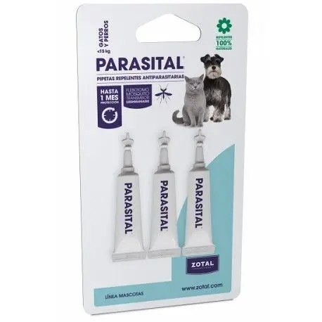 PARASITAL PEQUEÑAS Pipetas Repelentes Zotal Laboratorios para Gatos y Perros 3uds - Protección Duradera - 1