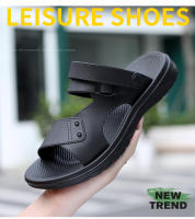 Sandalias De Verano Para Hombre PU Cuero Tacones Medios Antideslizantes Abierta Delante Zapatillas De Playa Cierre De Hebilla - details 1