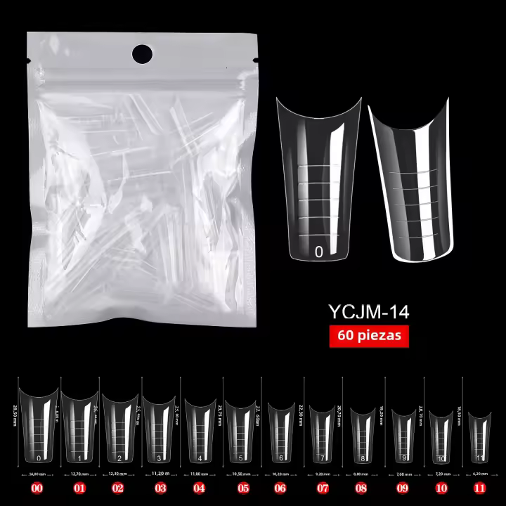 60pcs Extensiones De Uñas Falsas Art Acrílicas UV Gel Polvo Moldes De Escultura Cubiertas Completas Presión En Manicura Suministros Herramientas Para Dedos - 1
