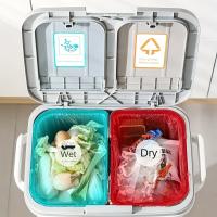 1pc Cubo de Basura Grande with Doble Compartero y Tapa Selladora de Olores - Pedal Sin Manos, Separación Húmeda/Seca, Cubo Rectangular de Plástico Duradero para Hogar & Oficina, No Necesita Electricidad, separador de Residuos Secos/Húmedos, Papelera Mod - details 3