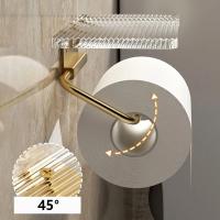Soporte De Papel Toalla De Lujo En Oro Con Estante Acrílico Sin Perforar Accesorios De Baño Organizador De Tela De Papel - details 5