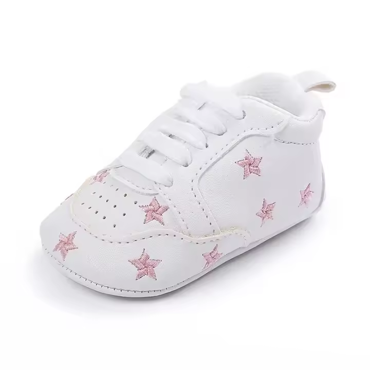 Meckior Zapatos Para Bebés Nuevos Estrellas Casuales Antideslizantes Suaves Impresión Bajo La Pared De Cierre De Lazo PU Suela De Goma Para Primera Marcha De Niñas 0-18 Meses - 1