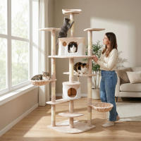Árbol Rascador para Gatos Casa Basics TIGRA 204 cm con 2 Casetas, 3 Plataformas y 2 Nidos Basculantes - Negro/Gris/Beige - details 4