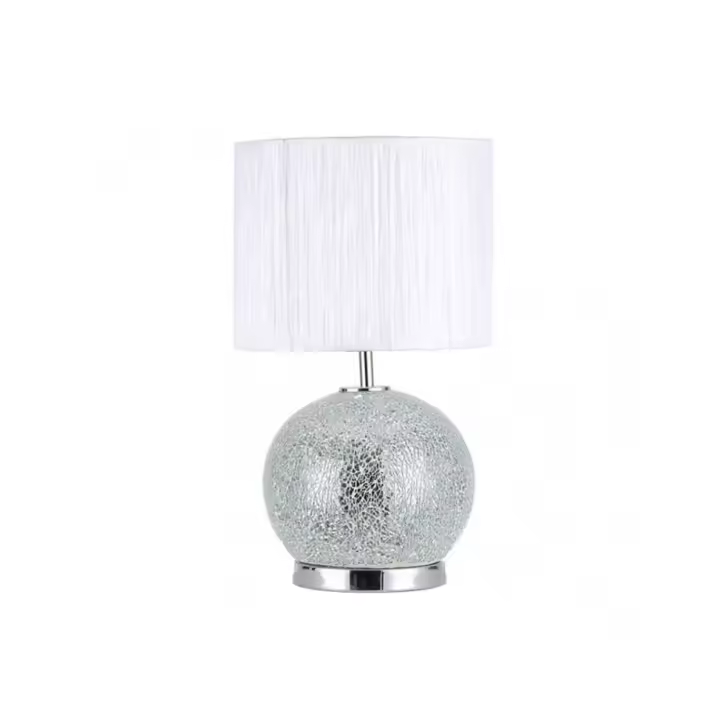 mesa cristal seco 1xe27+led 5w 2 encendido.indep 50x30x30 cm espejo mosaico/cromo c/pantalón blanco - 1