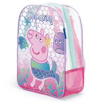 Mochila de Playa Peppa Pig 31cm, Bolsa Playa Transparente con Rejilla Peppa Pig, Mochila Infantil para Niñas, Regalo Cumpleaños, Piscina, Camping, Campamento, Vacaciones, Color Rosa - details 2