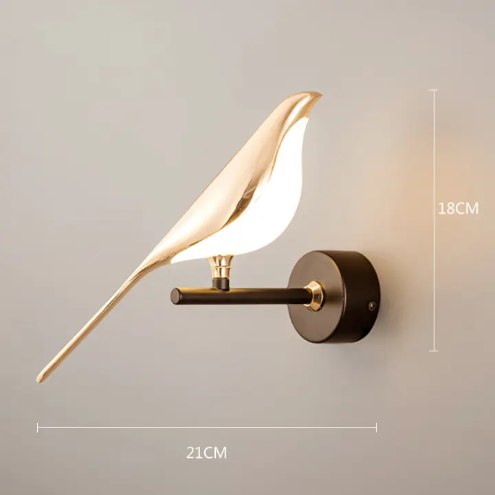 Lámpara De Pared LED Nórdica Con Pájaro Dorado Rotatable Para Sala De Estar Barra Lámpara De Noche Para Cama Moderna Instalación En Pared Material De Hierro Y Aluminio Fuente De Luz LED - 1
