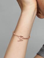 Pandora Moments with Cadena de Serpiente y Barra en T with Corazón-Baño de Oro Rosa de 14 K - details 0