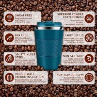Termo Cafe, Taza Thermal 380Ml Tazas de Cafe, Taza Termo Cafe para Descargar Maple Inox sin BPA, Thermal Vase Café y Te in Prueba de Fugas, para Café Frío y Caliente, leche y té (Azul) - details 6