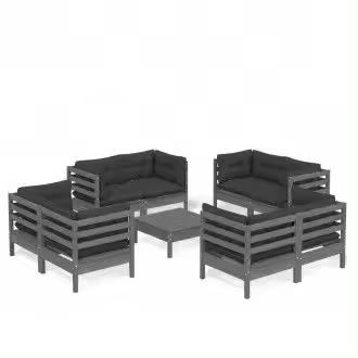 VIDAXL 3096066 set de sofás para jardín hecho de madera de pino color antracita 9 piezas - 1
