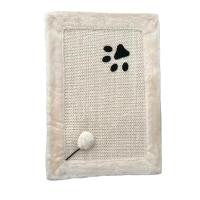 UNUSUAL- Alfombra beige para gatos con bola interactiva, Juguetes para gatos, Alfombra rascador para gatos, 33x49cm Protector contra Arañazos de Gato y Perro, Mesa, Sofá, Silla, Patas de Muebles para Evitar Arañazos - details 0