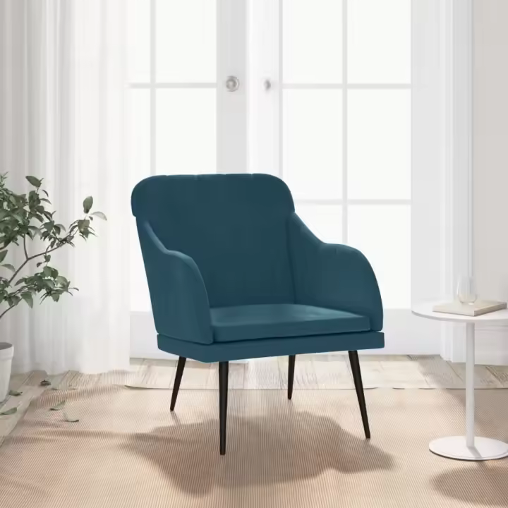 vidaXL Sillón de terciopelo azul 63x76x80 cm - 1