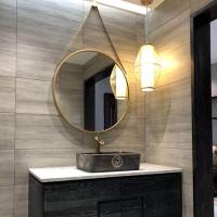MIRAMAX -Espejo redondo asa polipiel bronce peqespejo de baño, espejo de baño, decoración de baño, espejo colgante adecuado para vestidor, tocador, sala de estar,3 x 45 x 45 cm. - details 7