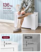 Baúl con tapa abatible, zapatero, caja para juguetes, multifunción, gran capacidad, tablero MDF, blanco, marrón - details 3