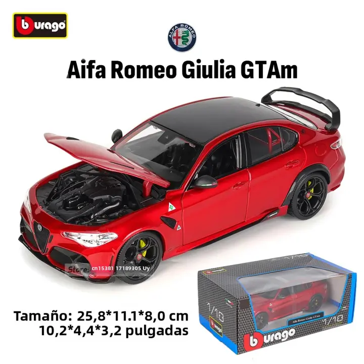 Modelo De Coche Clásico Bburago 1:18 Alfa Romeo Giulia GTAm #99 Aleación Lujo Juguete Colección Regalo Para Adultos Y Niños - 1