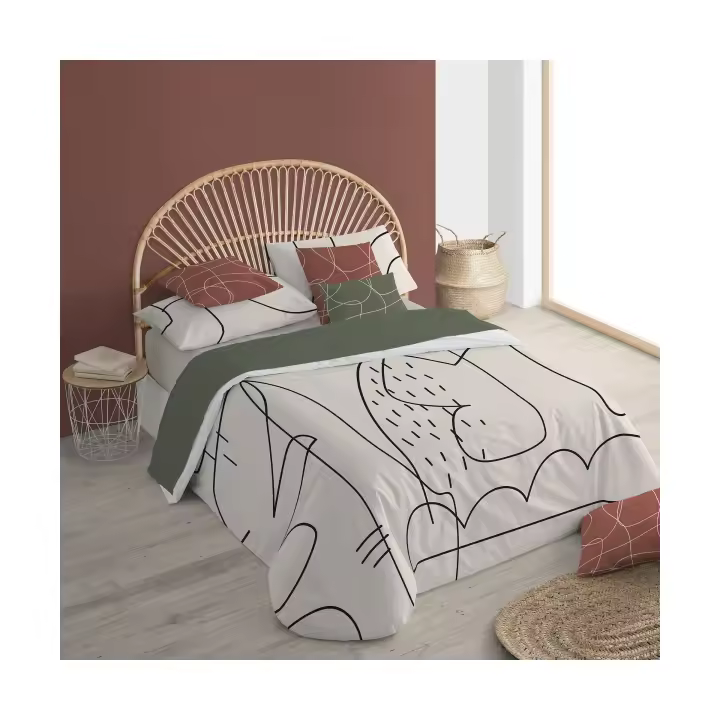 BL Belum Funda Nórdica con Botones 100% Algodón Burdeos - Suavidad y Comodidad - 1