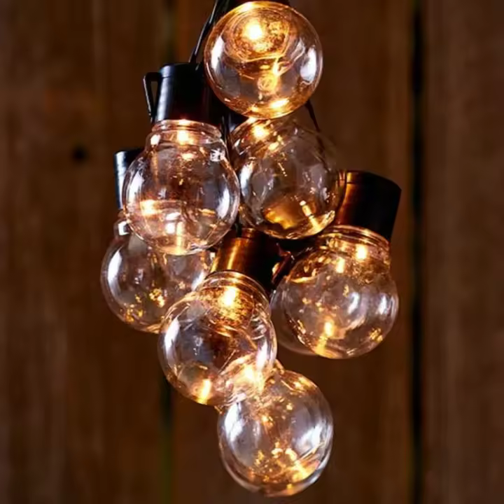 Cadena De Luces LED De 10/20 Bulbos Para Decoración De Bodas Fiestas Y Jardines Fuente De Alimentación Por Batería Blanco Cálido - 1