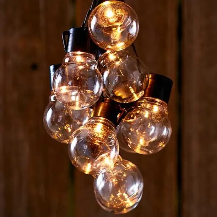 Cadena De Luces LED De 10/20 Bulbos Para Decoración De Bodas Fiestas Y Jardines Fuente De Alimentación Por Batería Blanco Cálido - 1