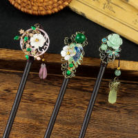 Palo De Pelo Vintage De Madera Para Mujer Hecho a Mano Flor De Lujo Peine De Cabello Accesorio De Joyería Para Cabeza Para Boda Fiesta - details 1