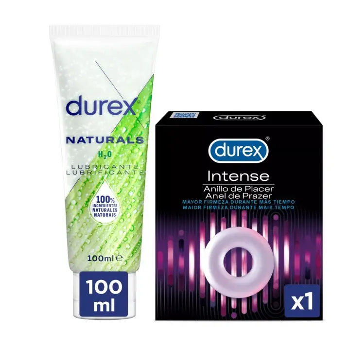 Durex - Kit Lubricante Intimo Naturals H2O 100ml + Juguete Sexual Play Anillo de Placer Intense Pene - 1