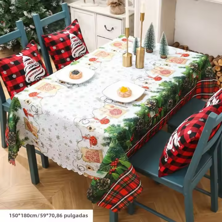 Mantel Rectangular De Navidad Impermeable Para Mesa De Comedor Decoración De Fiesta Del Año Nuevo Estilo Jacquard Tamaño Multi - 1