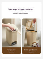 Bandeja De Basura Doble Abertura Con Tapa Y Apertura Por Pies Resistente Al Agua Para Baño Y Cocina Caja De Almacenamiento Grande Reciclaje Ecológico - details 4