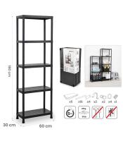 Estantería modular de plástico, 5 baldas, capacidad carga 125 kg, fácil montaje, almacenaje, garaje, trastero -180 x 60 x 30 cm - details 2