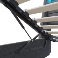 Cama baúl con somier, puertos USB Type-C y luz LED, tapizada en lino gris, 140x200 cm - details 3