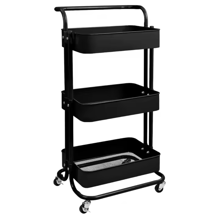 Carrito Metalico with Rueda 3 Leveles Carro Rodante Carro Organizador para Dormitorio Baño Oficina Carro de Almacenamiento Carrito Auxiliar with Rueda, carrito de Cocina or Multipurpose de Tres nivel with Rueda (FRUTA-002 1690 2090) - 1