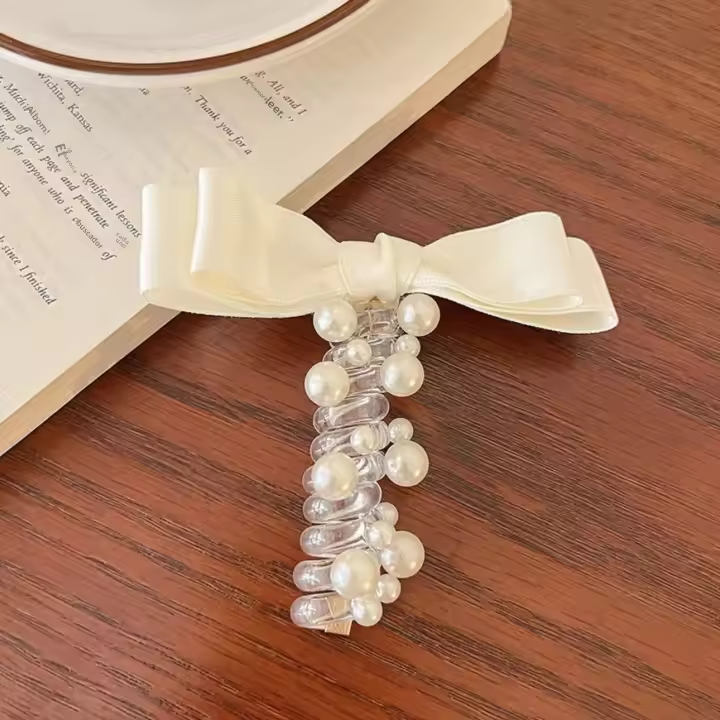 Cinta Elástica De Perlas Brillantes Para Pelo Con Lazo Y Trencitas Accesorio Para Mujer Cinta Para Coletas Moda Casual - 1