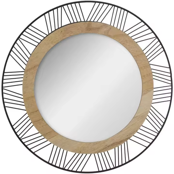 Espejo Redondo de Metal y Madera Atmosphera - Diseño Elegante - 1