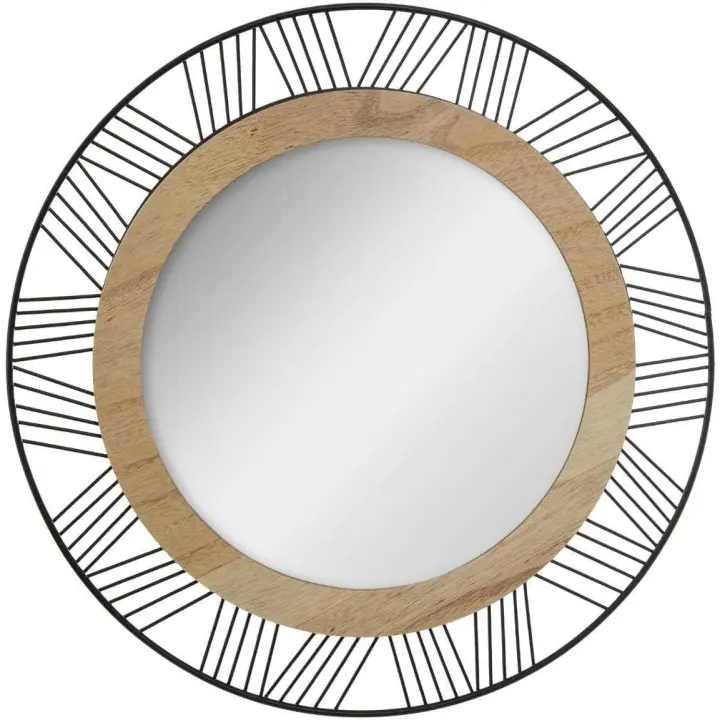 Espejo Redondo de Metal y Madera Atmosphera - Diseño Elegante - 1